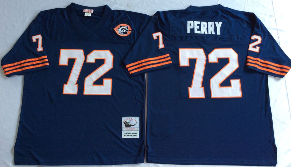 Men NFL Chicago Bears #72 Perry blue  Mitchell Ness jerseys